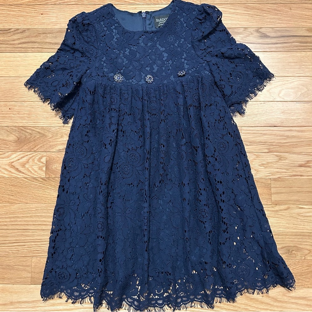Bardot Junior 6 Navy Blue Lace Dress
